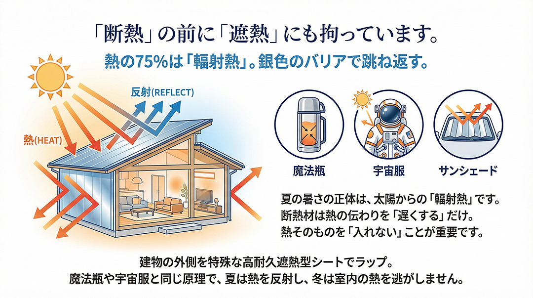 「断熱」の前に「遮熱」にも拘っています。
