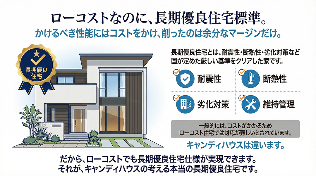 ローコストなのに、長期優良住宅が標準。